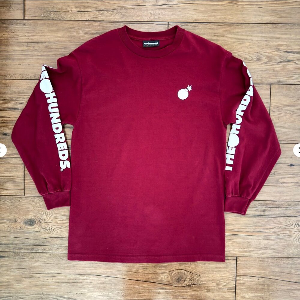 The Hundreds‎ Bomb Logo Long Sleeve T Shirt Graphic Maroon Size M